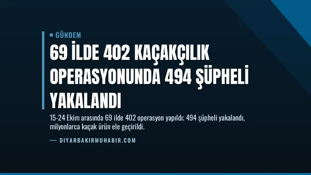 69 İlde 402 Kaçakçılık Operasyonunda 494 Şüpheli Yakalandı