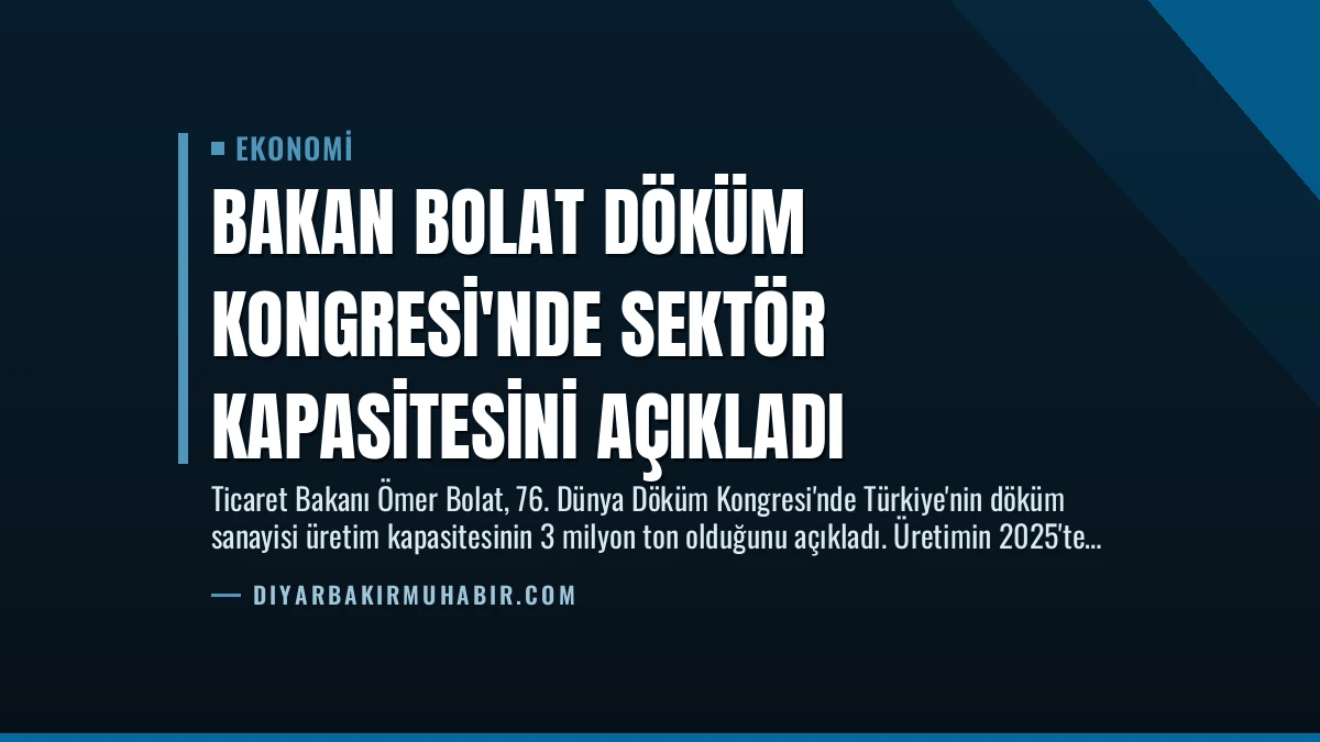 Bakan Bolat Döküm Kongresi’nde Sektör Kapasitesini Açıkladı