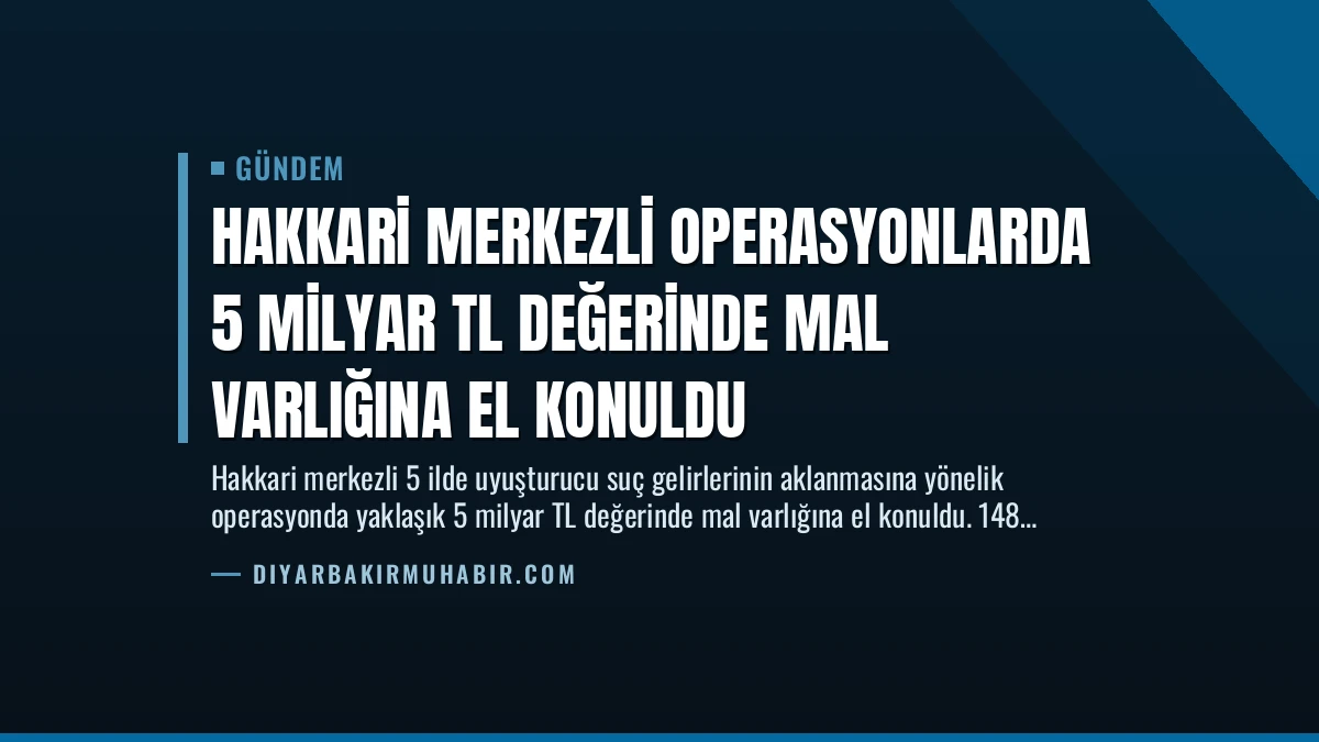 Hakkari Merkezli Operasyonlarda 5 Milyar TL Değerinde Mal Varlığına El Konuldu