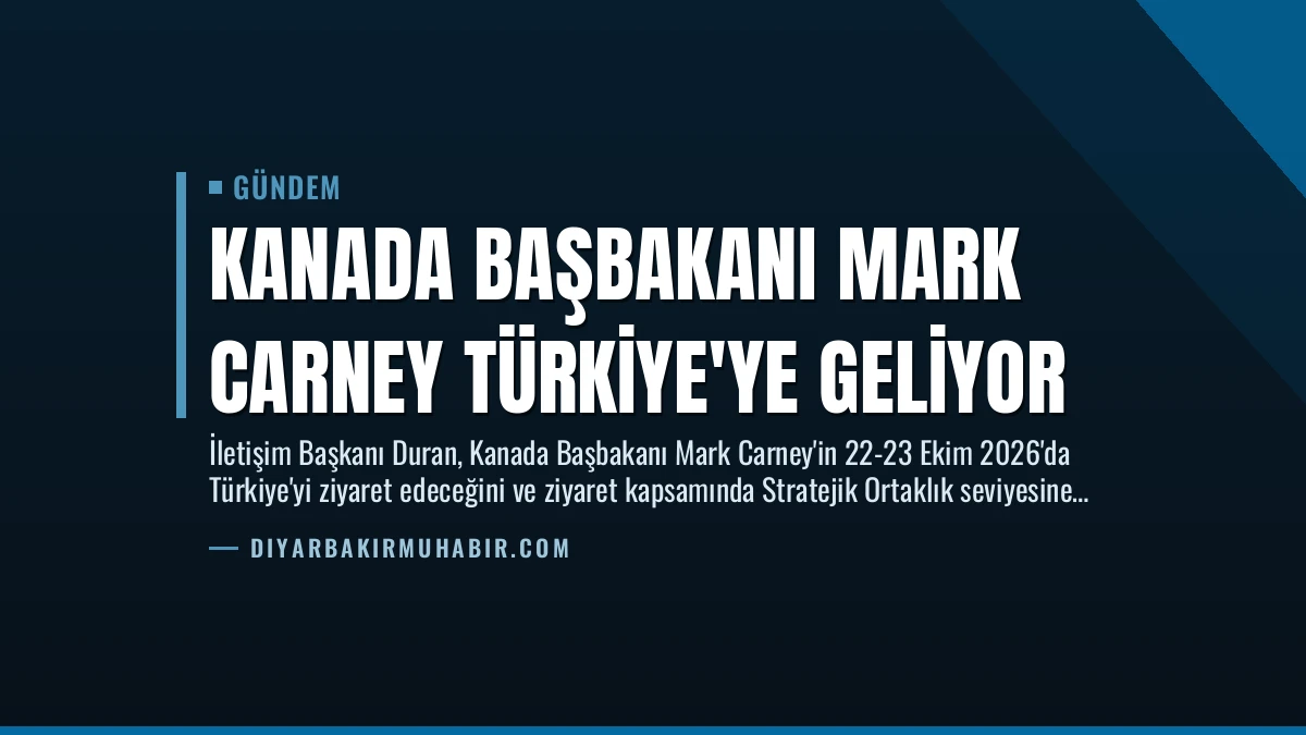 Kanada Başbakanı Mark Carney Türkiye’ye Geliyor
